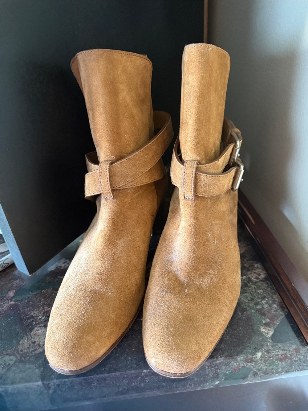 AMIRI Tan Suede Harness Booties